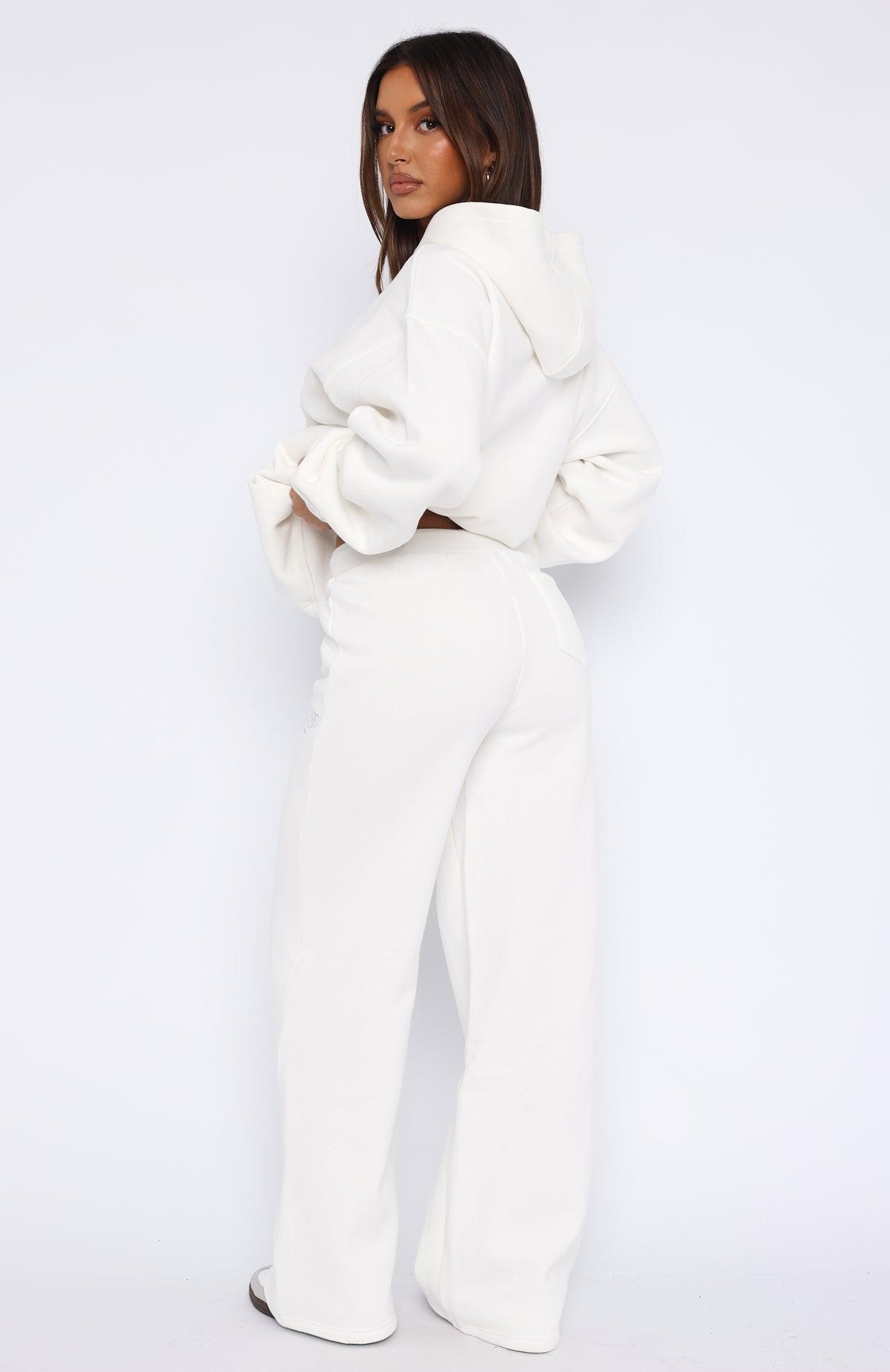 Missed Flights Wide Leg Sweatpants White Product Image