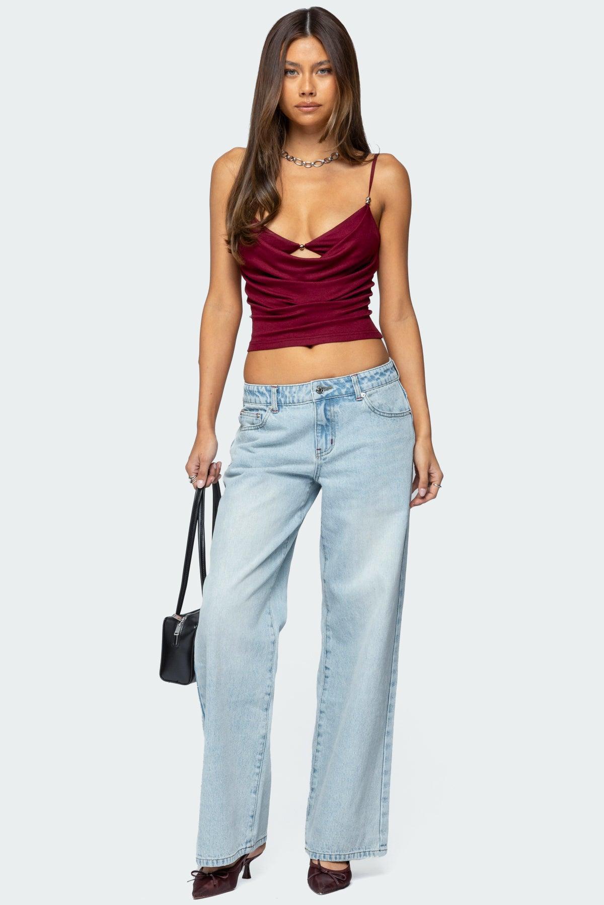 Layered Bra Cowl Neck Top Product Image