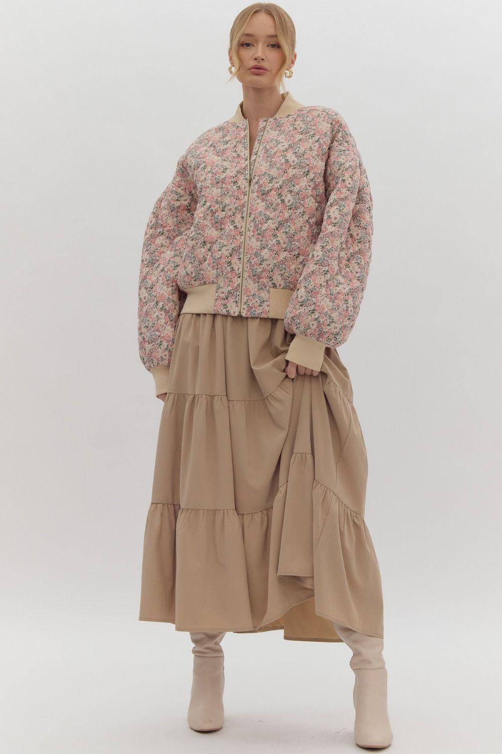 Look Out For You Floral Quilted Bomber Jacket Product Image