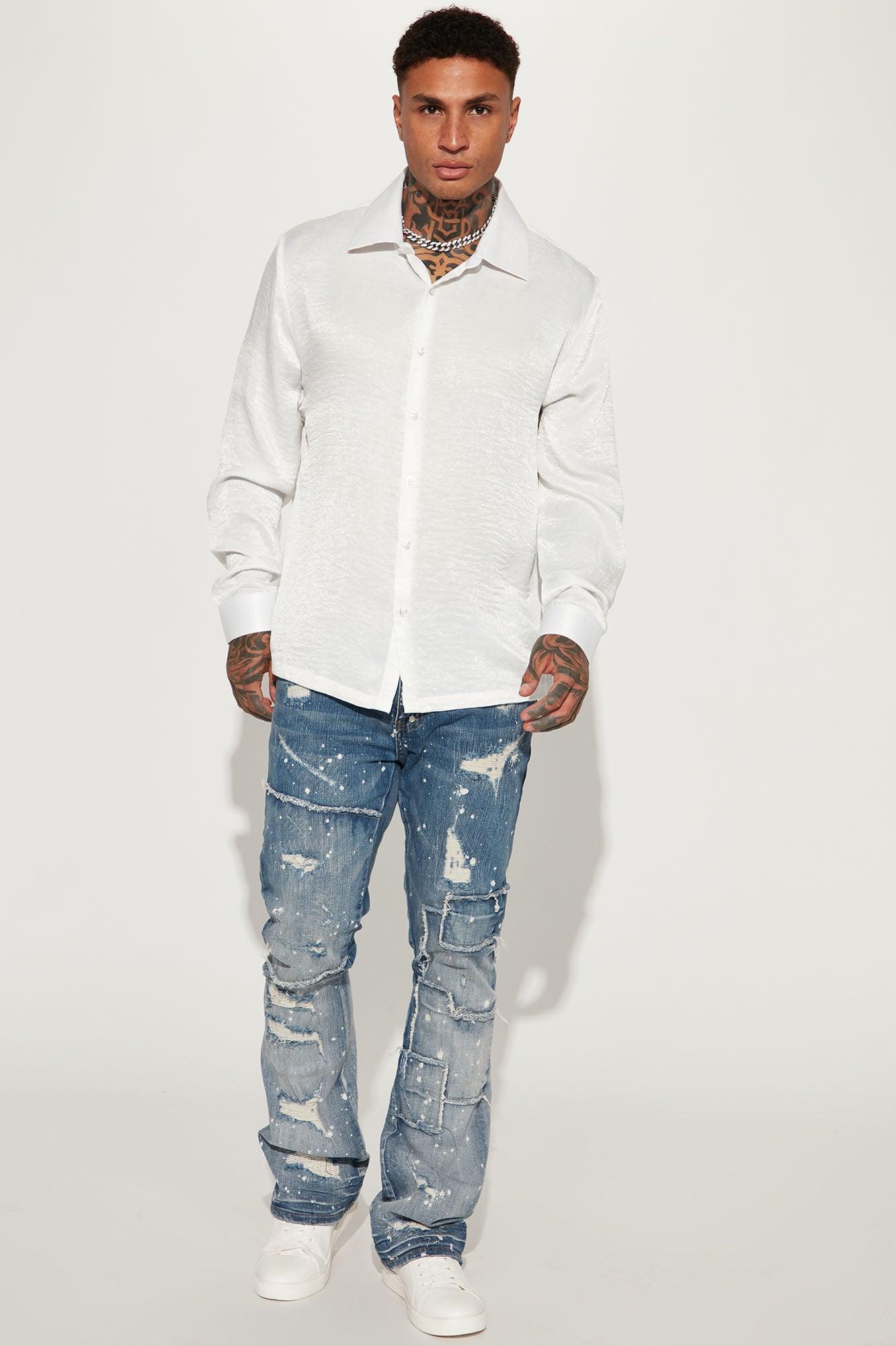 Time To Shine Long Sleeve Button Up Shirt - White Product Image