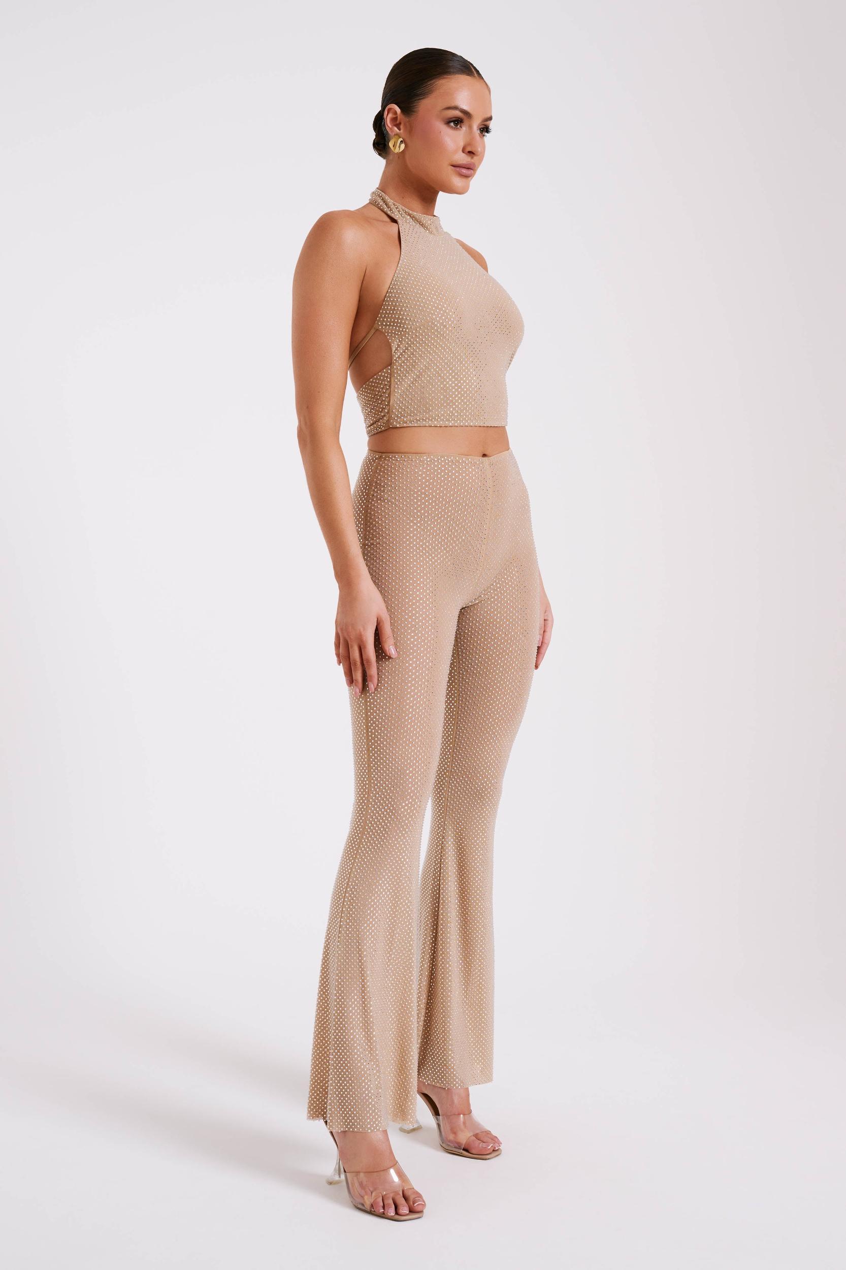 Mariah Diamante Halter Neck Top - Nude Product Image