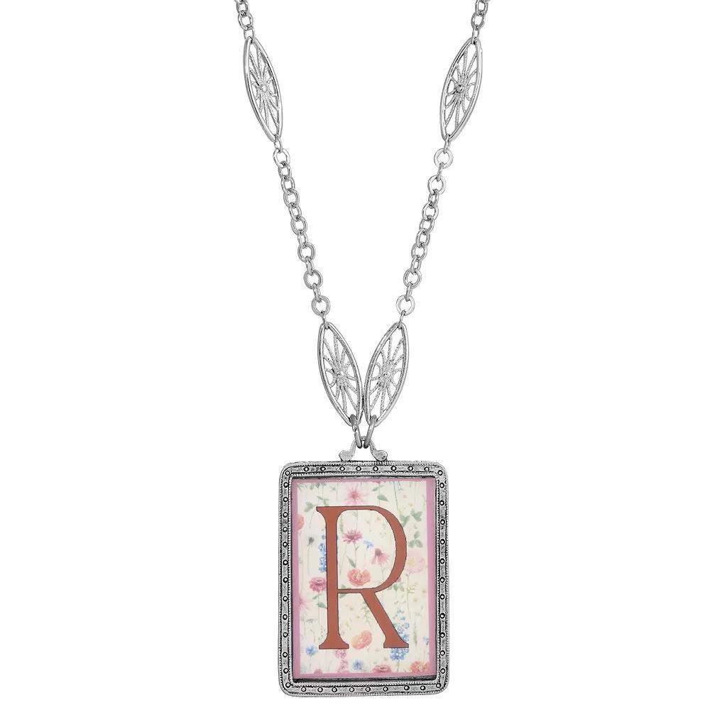 1928 Floral Motif Initial Pendant, Women's, G Product Image
