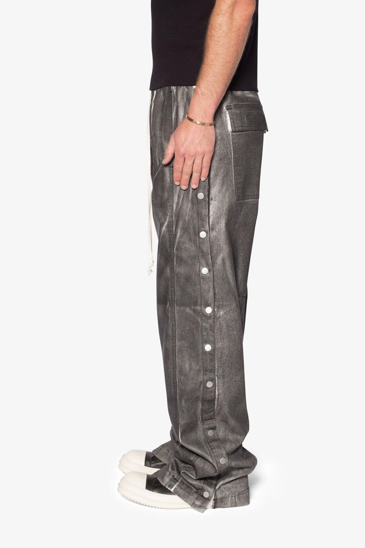 Snap Panel Coated Pants - Washed Black Product Image