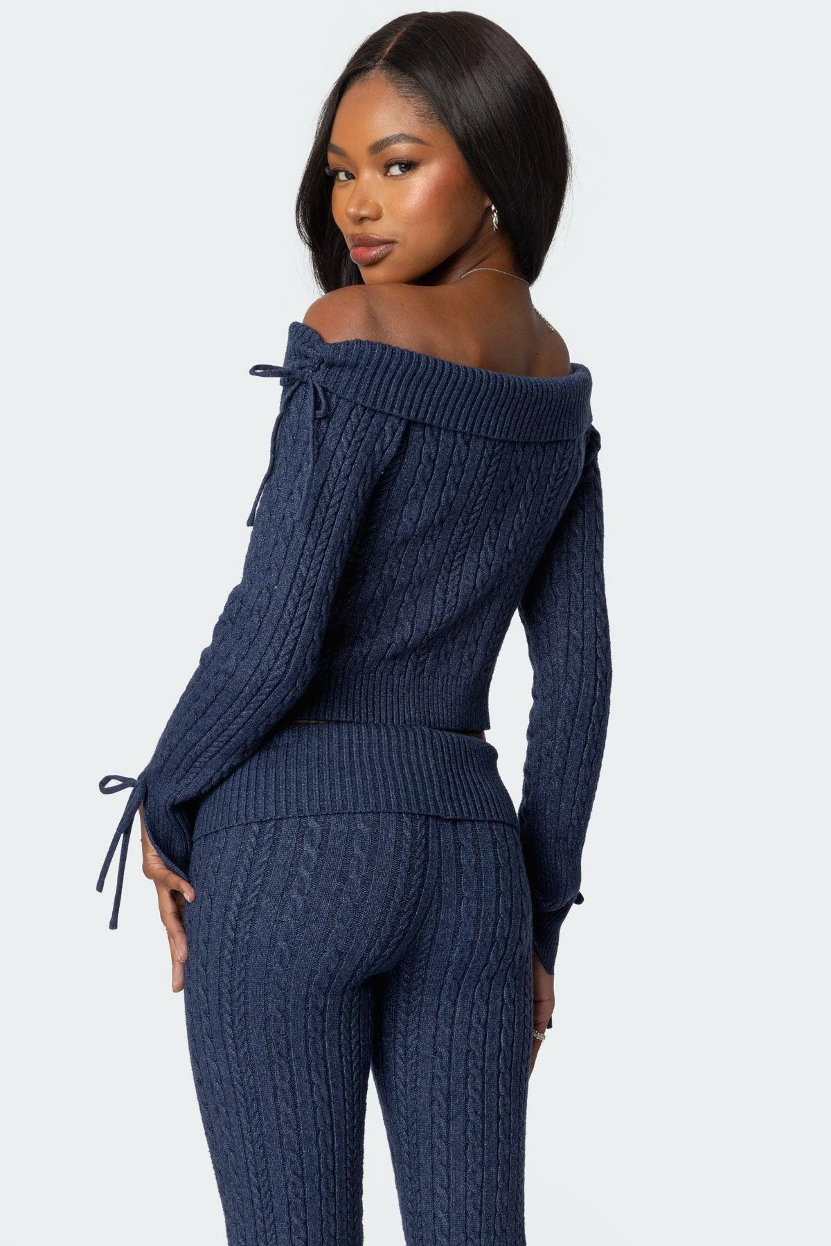 Chase Fold Over Cable Knit Top Product Image