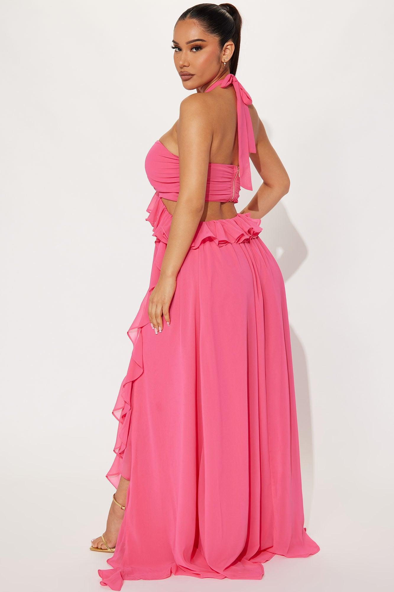 Simi Rose Chiffon Maxi Dress - Pink Product Image