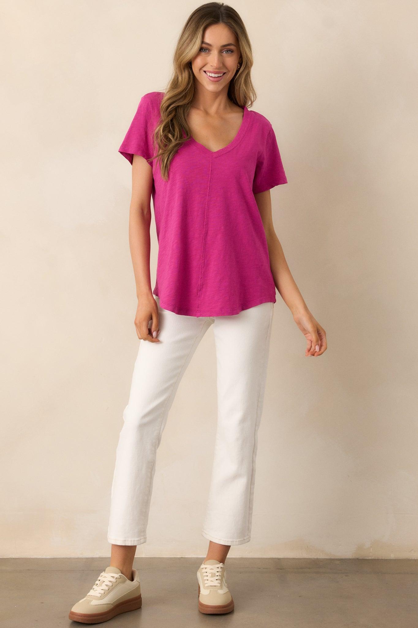 Z Supply Magenta Asher V-Neck Tee Product Image