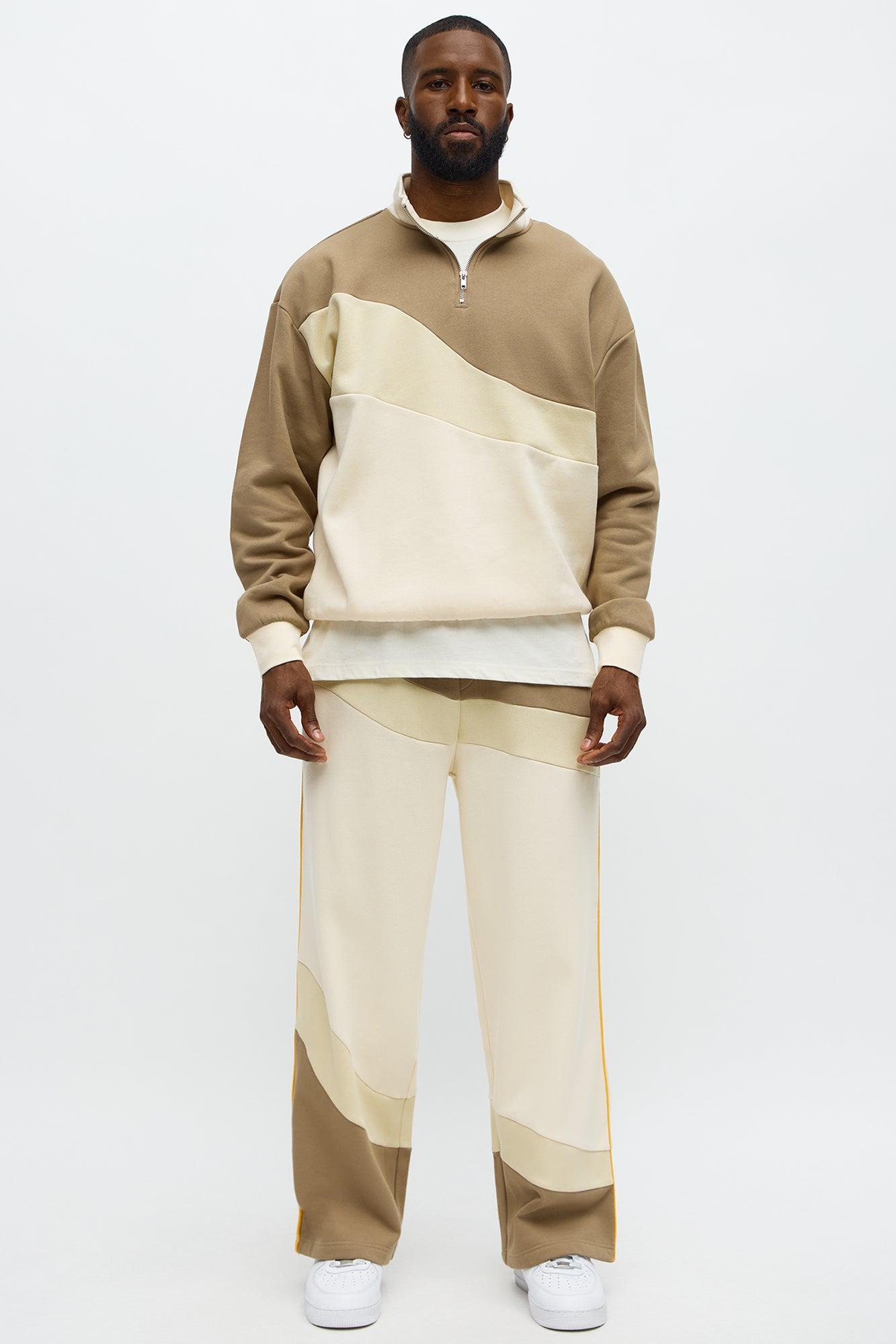 Been A Player Colorblock Quarter Zip - Tan/Multi Product Image