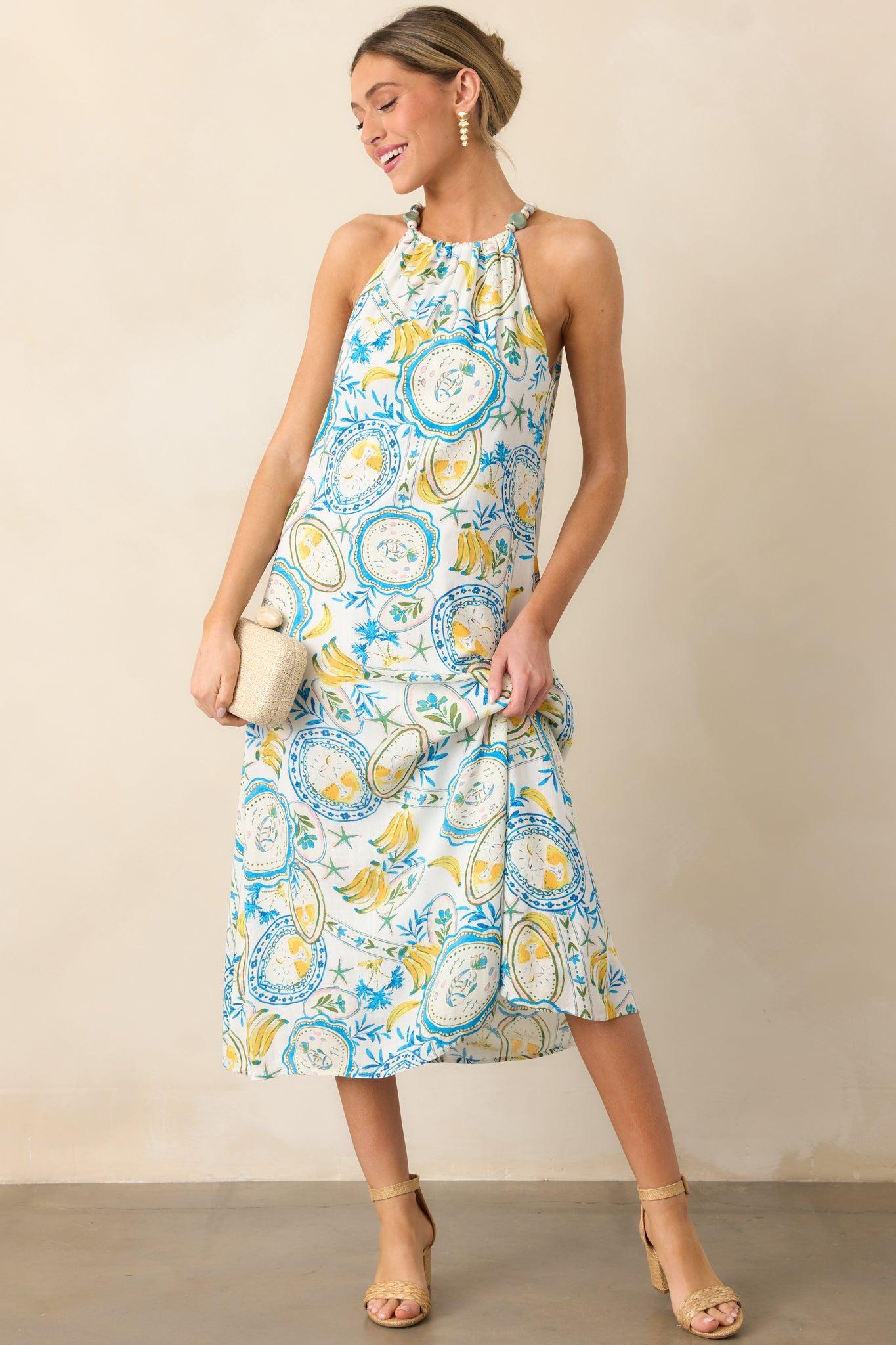 Sunlit Moments Ivory Halter Midi Dress Product Image