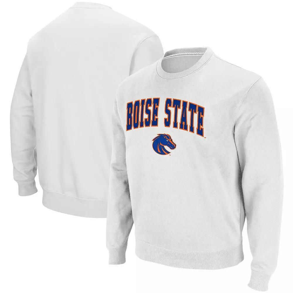 Men's Colosseum White Boise State Broncos Arch & Logo Tackle Twill Pullover Sweatshirt, Size: 2XL Product Image