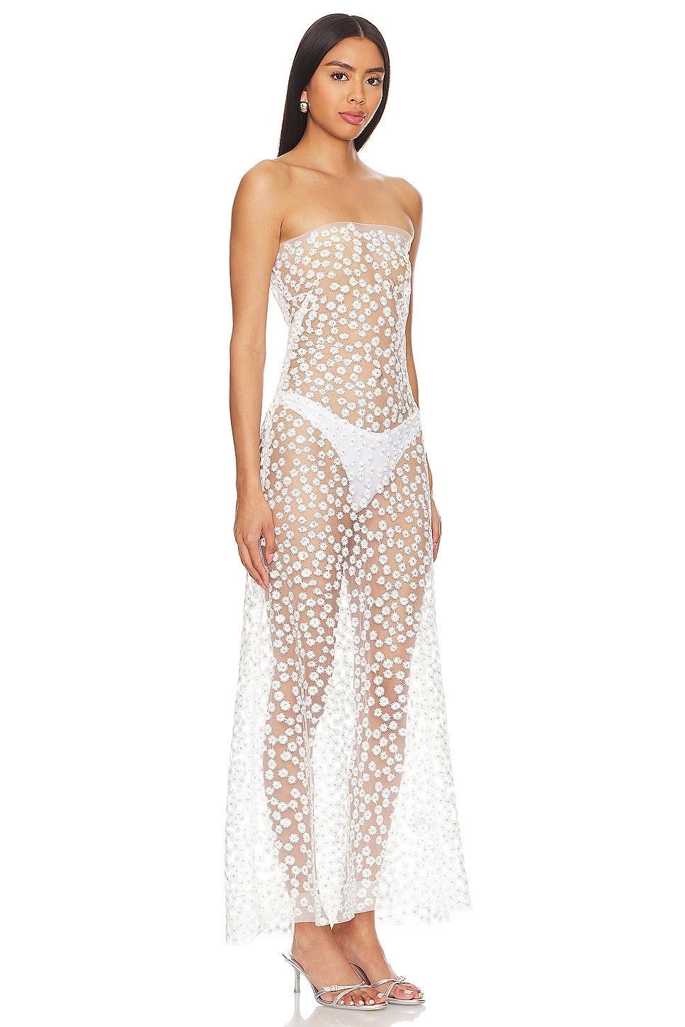Sheer Floral Embroidered Strapless Dress Sid Neigum Product Image