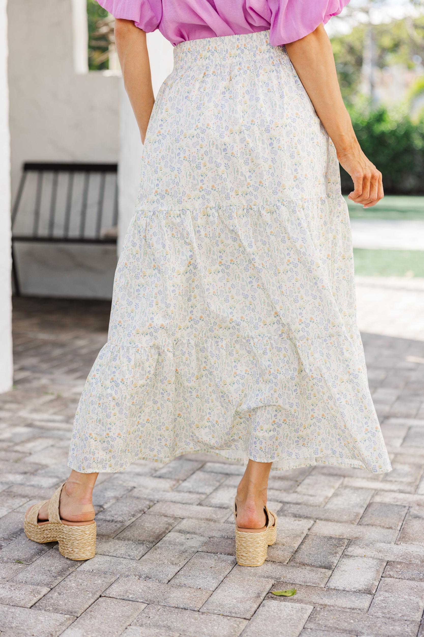 Wandering Way Yellow Ditsy Floral Midi Skirt Female Product Image