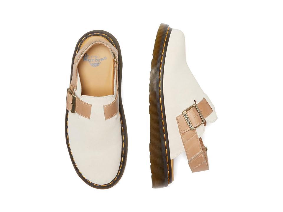 DR. MARTENS' Jorge Ii Suede And Leather Mules With Straps In Parchment Beige Product Image
