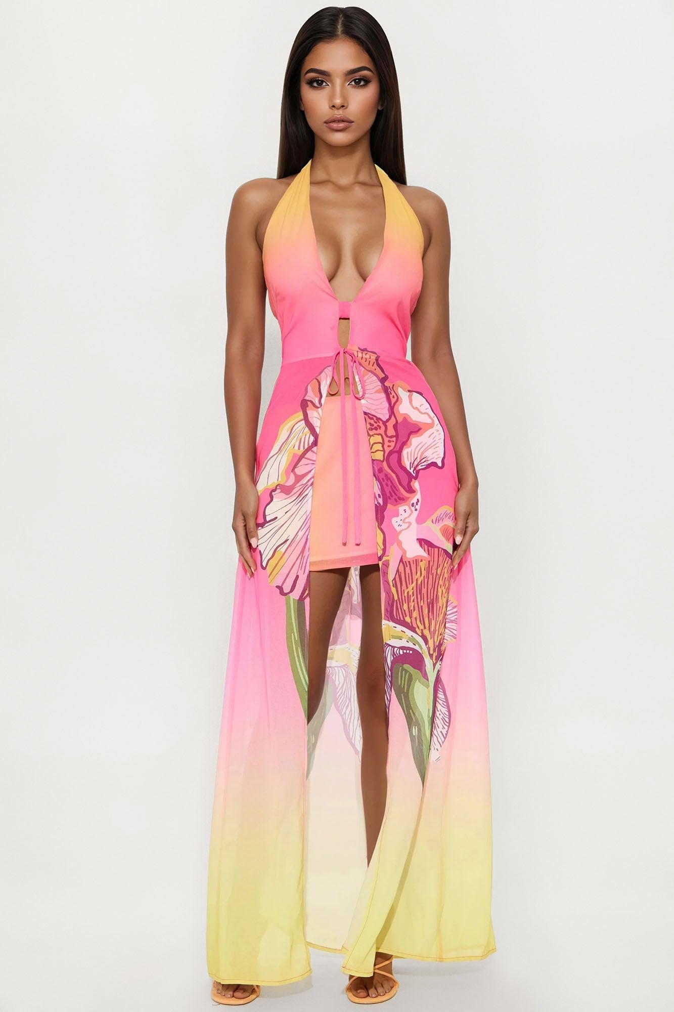 Tropic Goddess Skirt Set - Hot Pink/combo Product Image