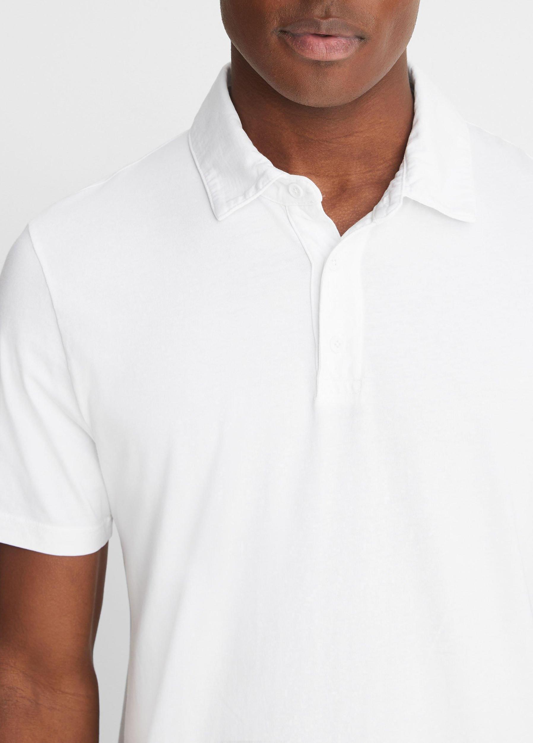 Mens Garment Dye Cotton Polo Shirt, Optic White, Size S Vince Product Image