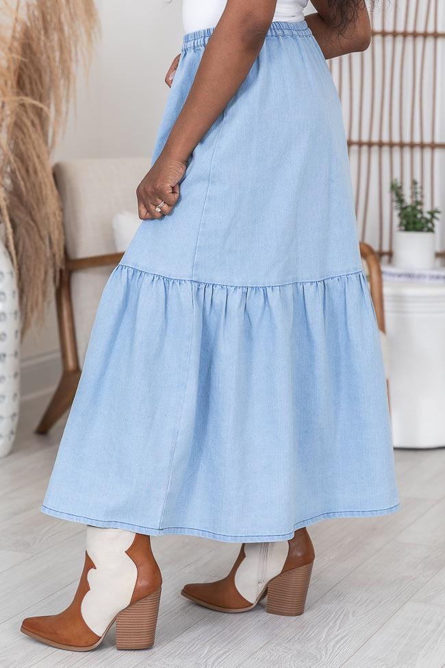 By Your Side Denim Midi Skirt SALE Product Image
