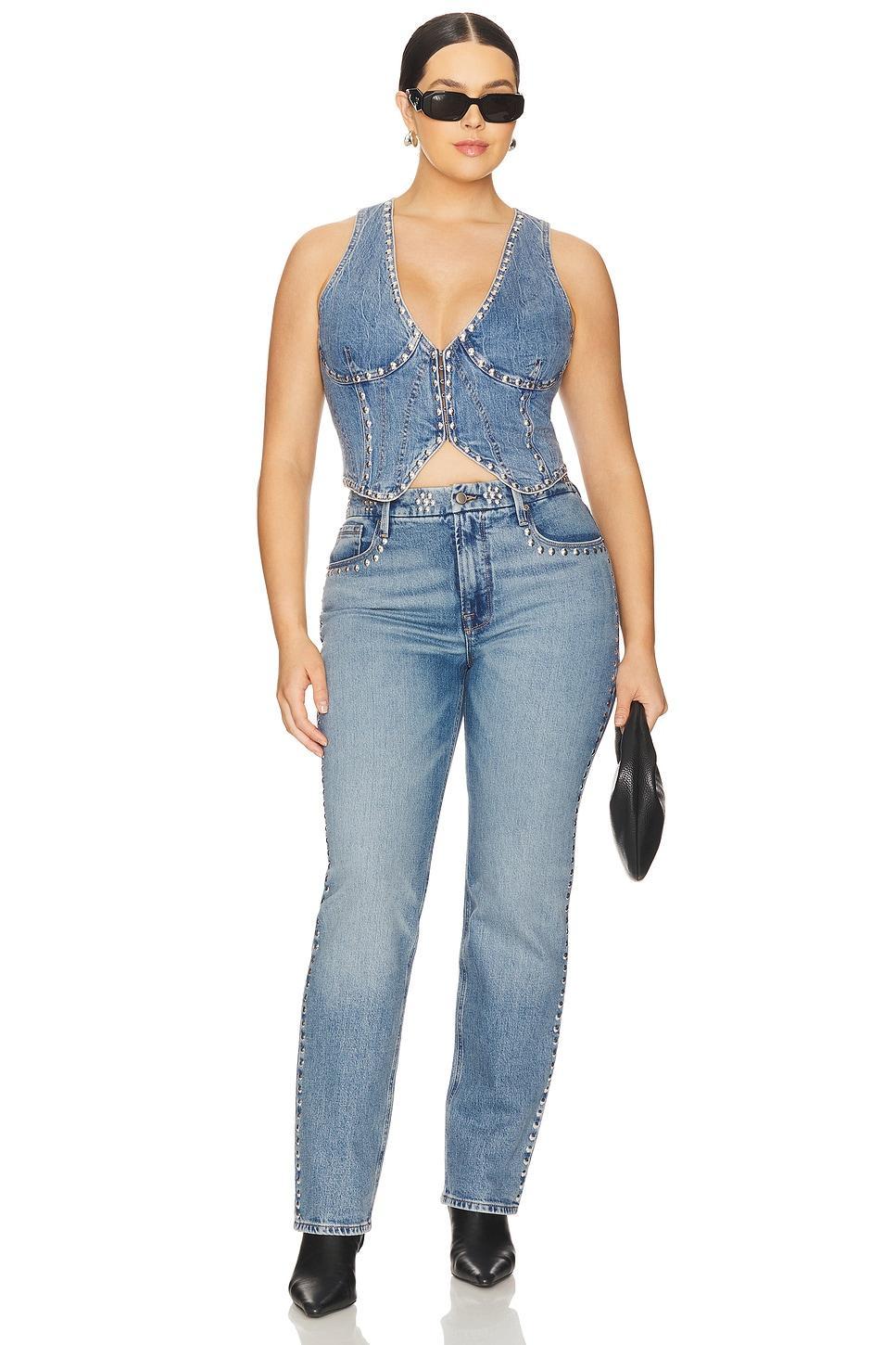 Good Icon Studded Straight Jeans Good American Product Image