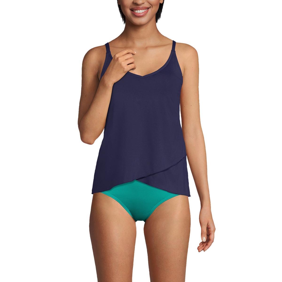 Women's Lands' End Chlorine Resistant Tulip Hem Tankini Swimsuit Top, Size: Small Long, Deep  Blue Product Image