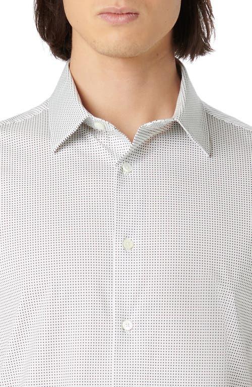 BUGATCHI Miles Ooohcotton® Pin Dot Short Sleeve Button-up Shirt In White Product Image