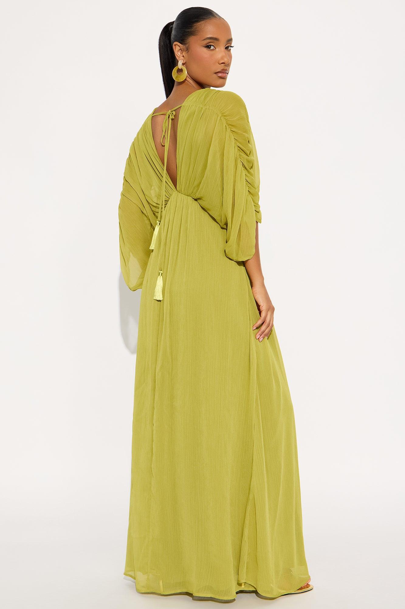 Amaya Chiffon Maxi Dress - Chartreuse Product Image