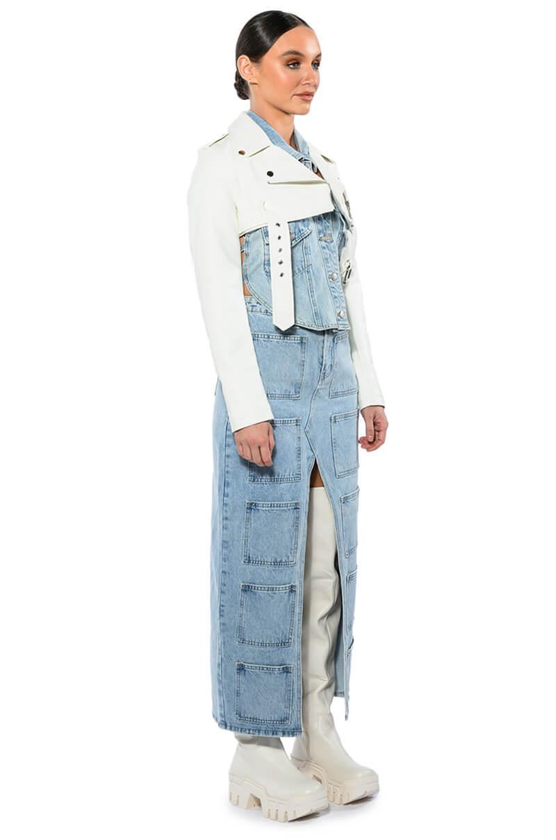 ANGELICA DENIM BUTTON DOWN COLLAR CORSET TOP Product Image