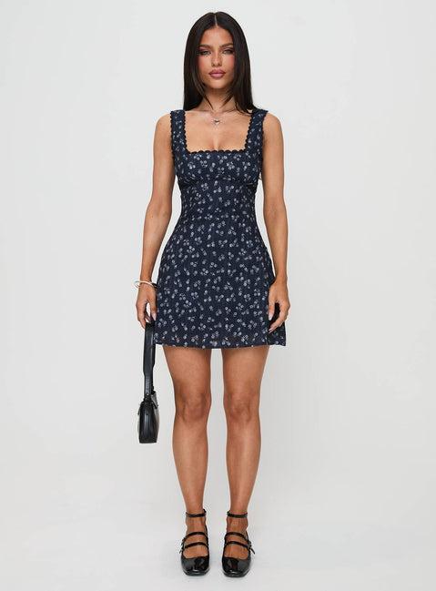 Dasha Mini Dress Navy Floral Product Image