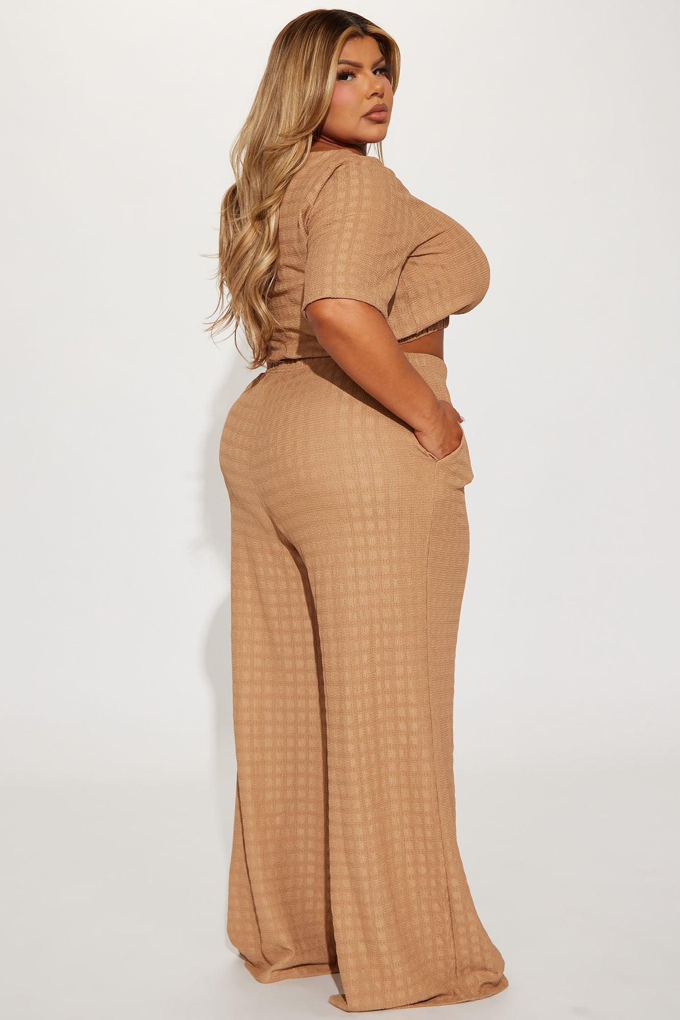 Day Plans Textured Pant Set - Taupe Product Image