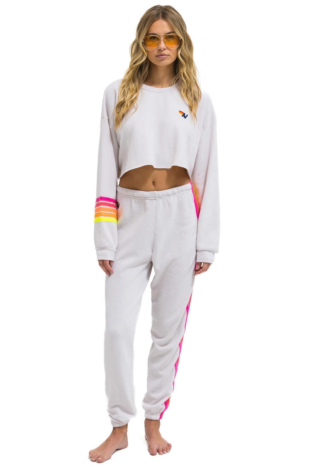 5 STRIPE SWEATPANTS - DOVE // NEON Female Product Image