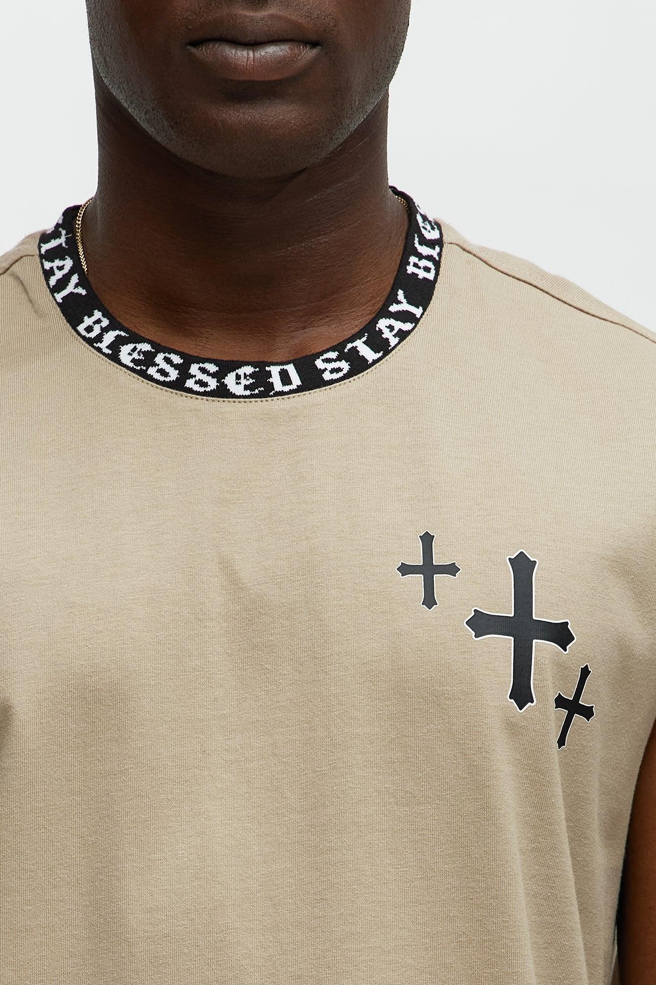 Muscle Stay Blessed Tank - Stone Product Image