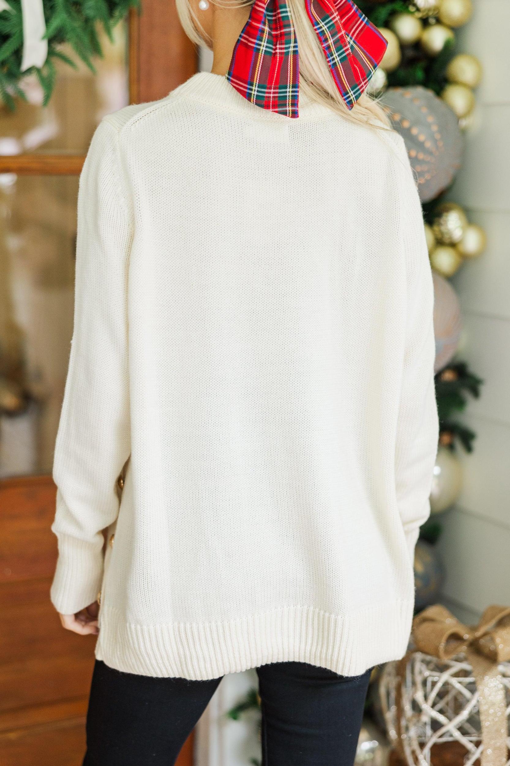 The Slouchy Cream Side Button Sweater Female Product Image