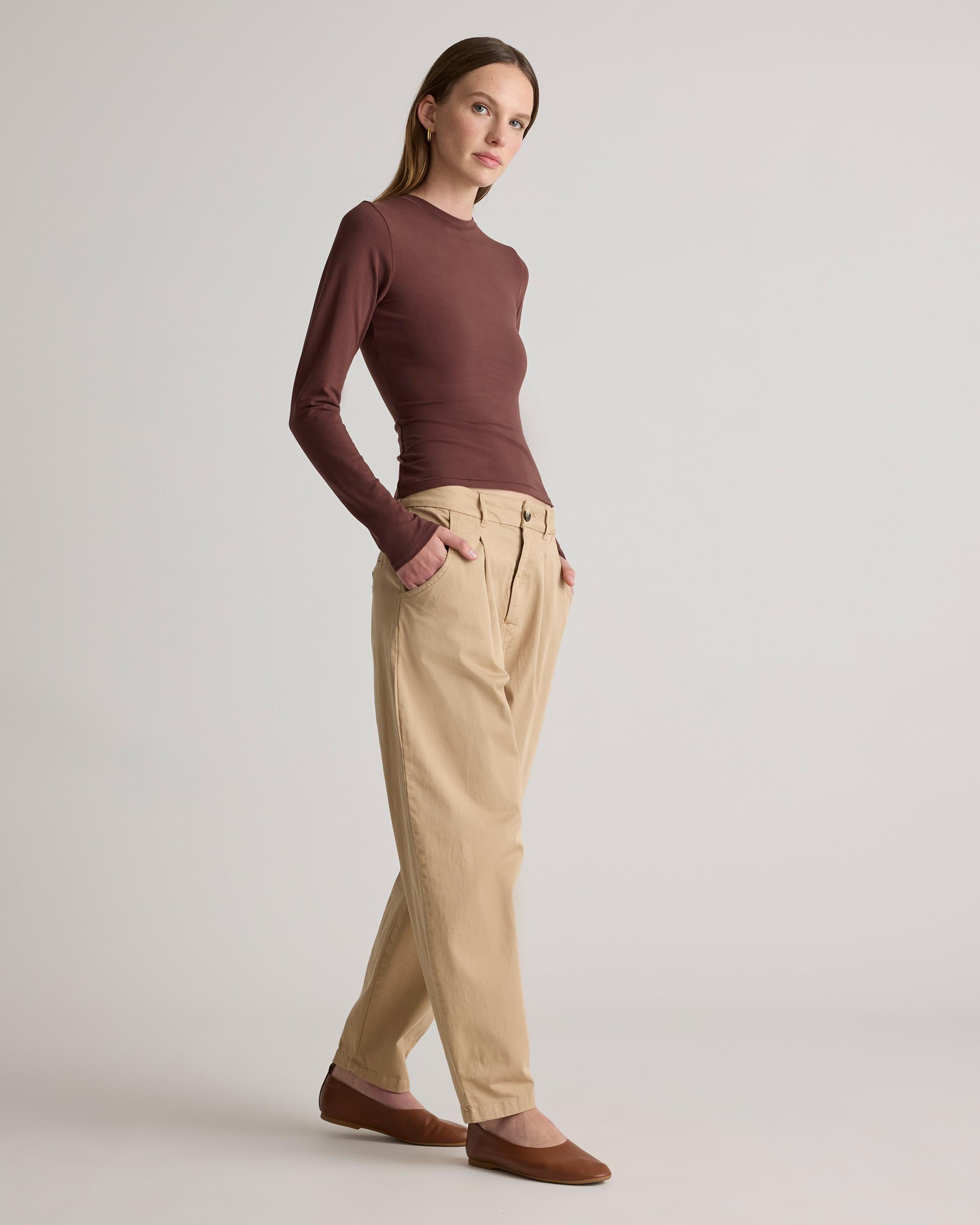 Quince | Women's Stretch Cotton Jersey Fitted Long Sleeve T-Shirt Organic Cotton Product Image