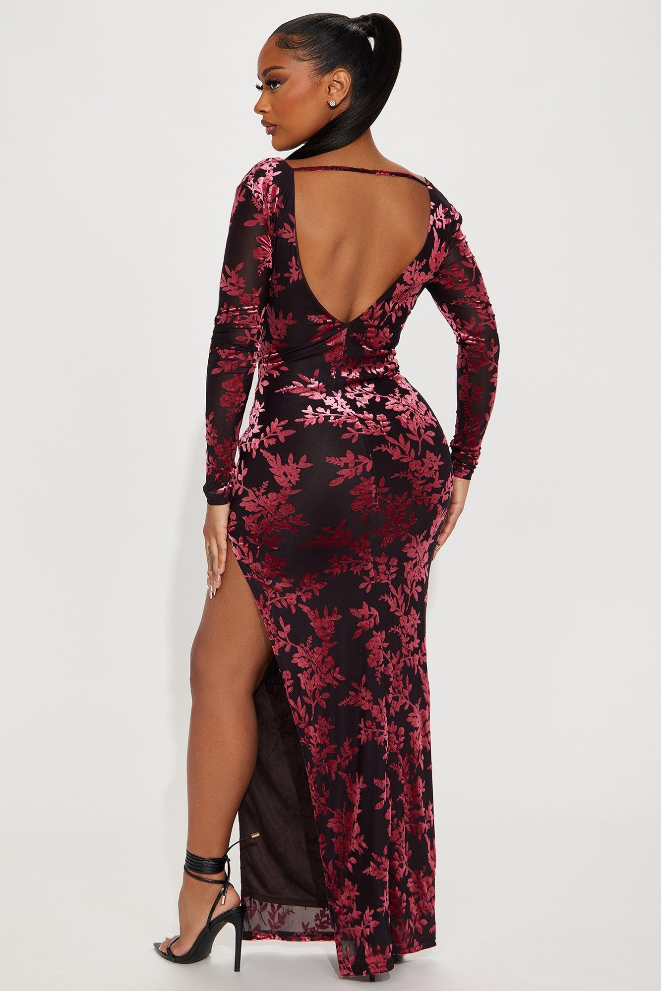 Sara Mesh Maxi Dress - Burgundy/combo Product Image