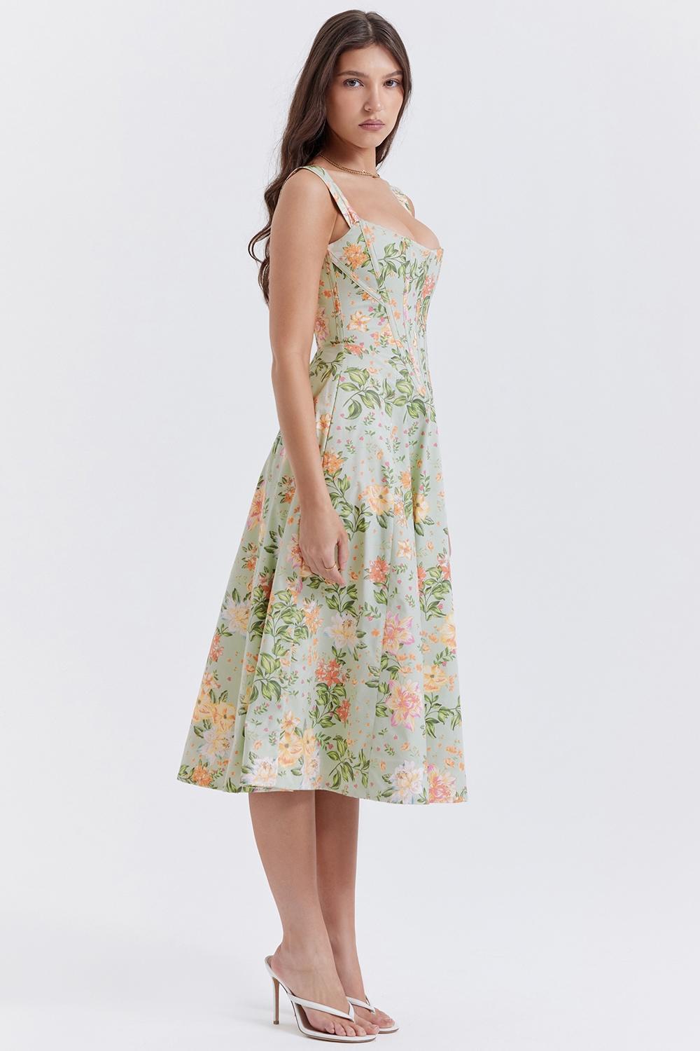 Saira Light Jade Print Midi Sundress Product Image