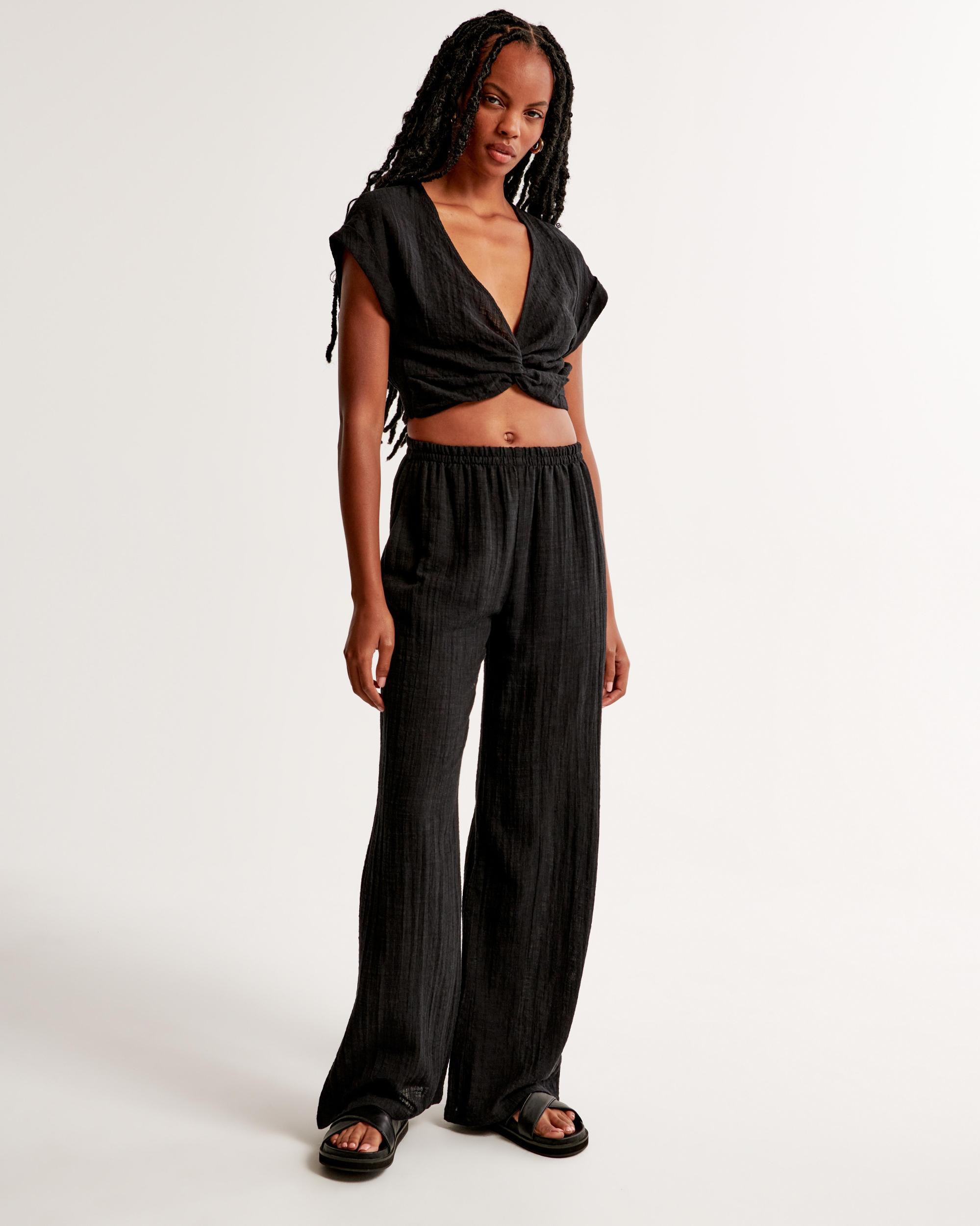 Crinkle Textured Pull-On Pant Product Image