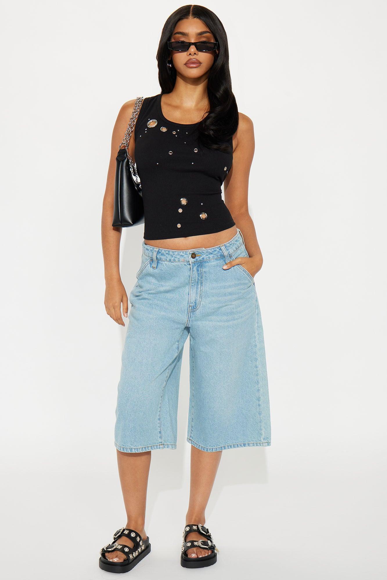 Hustle Denim Jorts - Light Wash Product Image