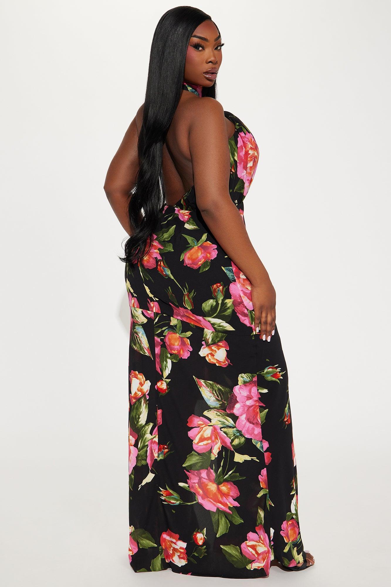 Pick Me Chiffon Maxi Dres - Black/combo Product Image