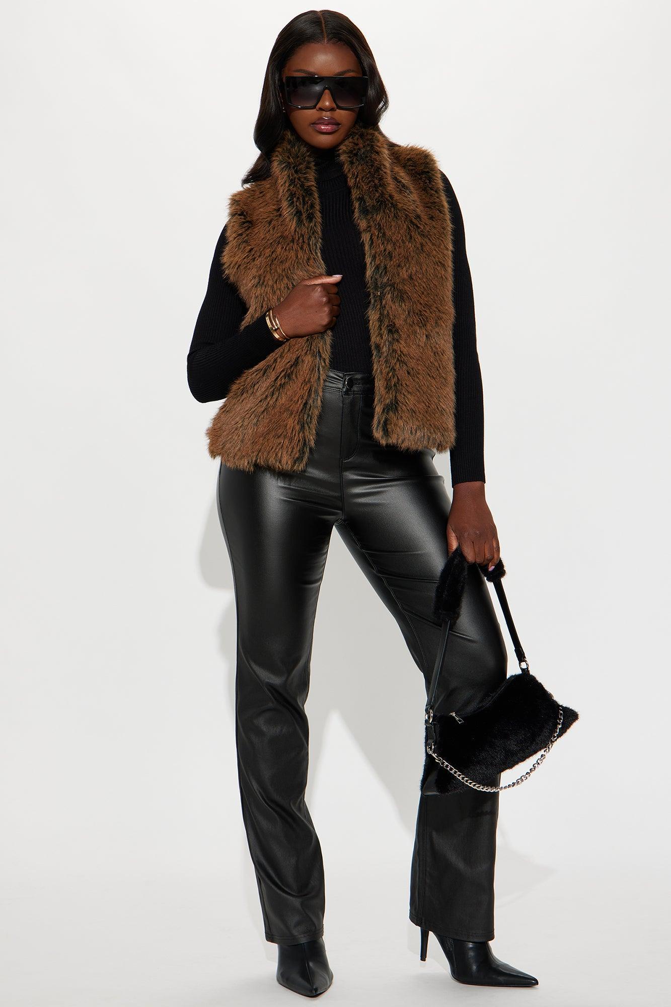 All For Fun Faux Fur Vest - Brown Product Image