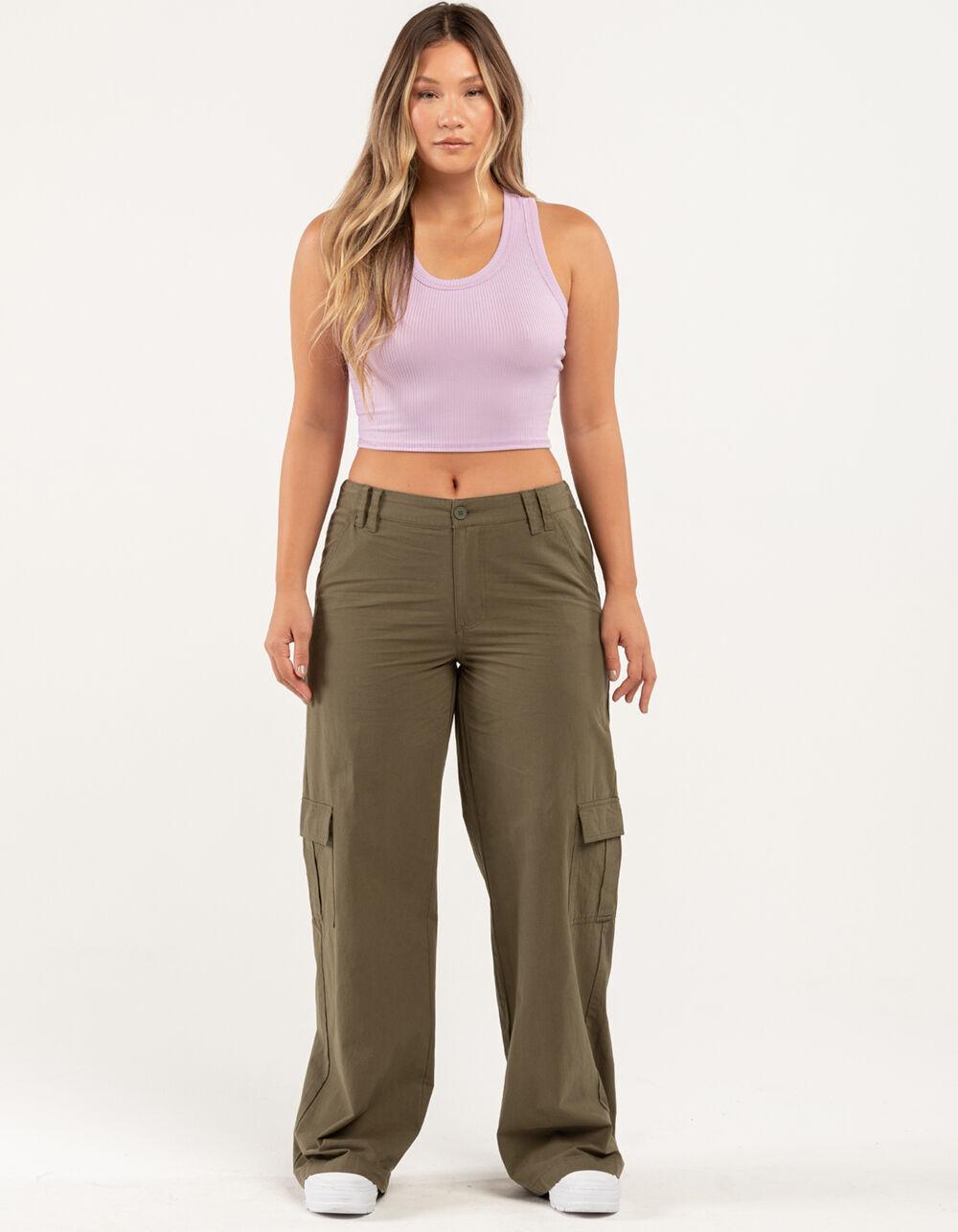 RSQ Womens Low Rise Cargo Pants - DK GREEN Product Image