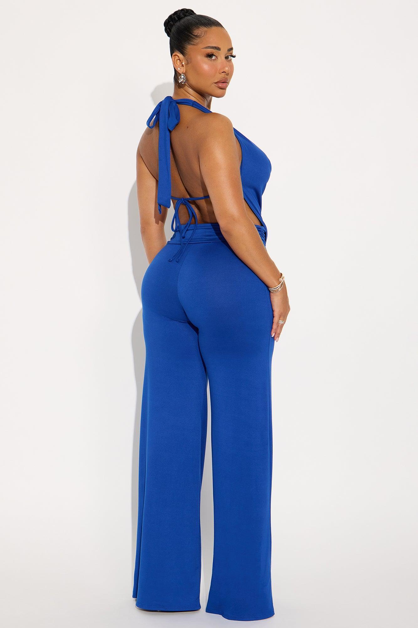 Nicole Cowl Halter Pant Set - Royal Female Product Image