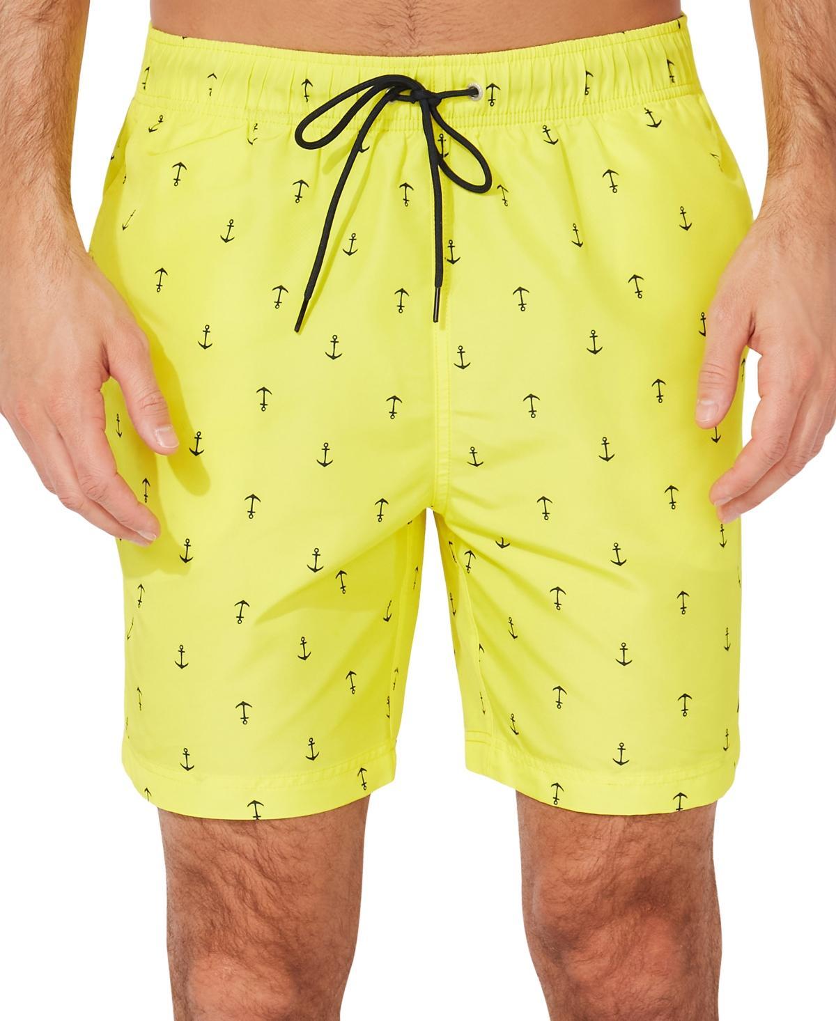 Nautica Mens Quick-Dry Anchor-Print 8 Swim Trunks Product Image