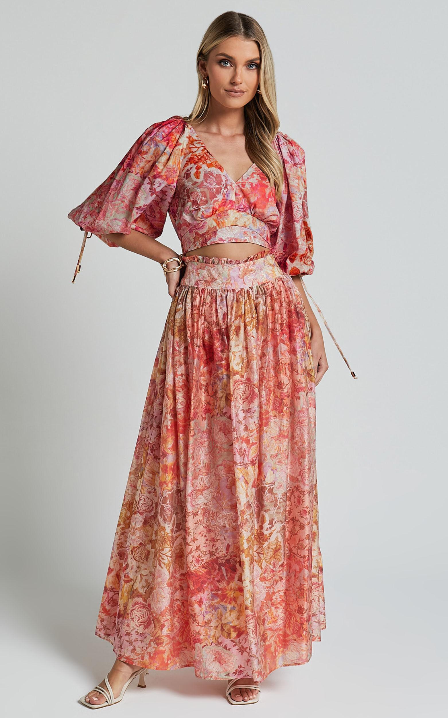 Amalie The Label - Valentina Paper Bag Gathered Waist Maxi Skirt in Morocco Print Product Image