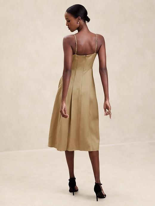 Slub Satin Pleated Midi Dress Product Image