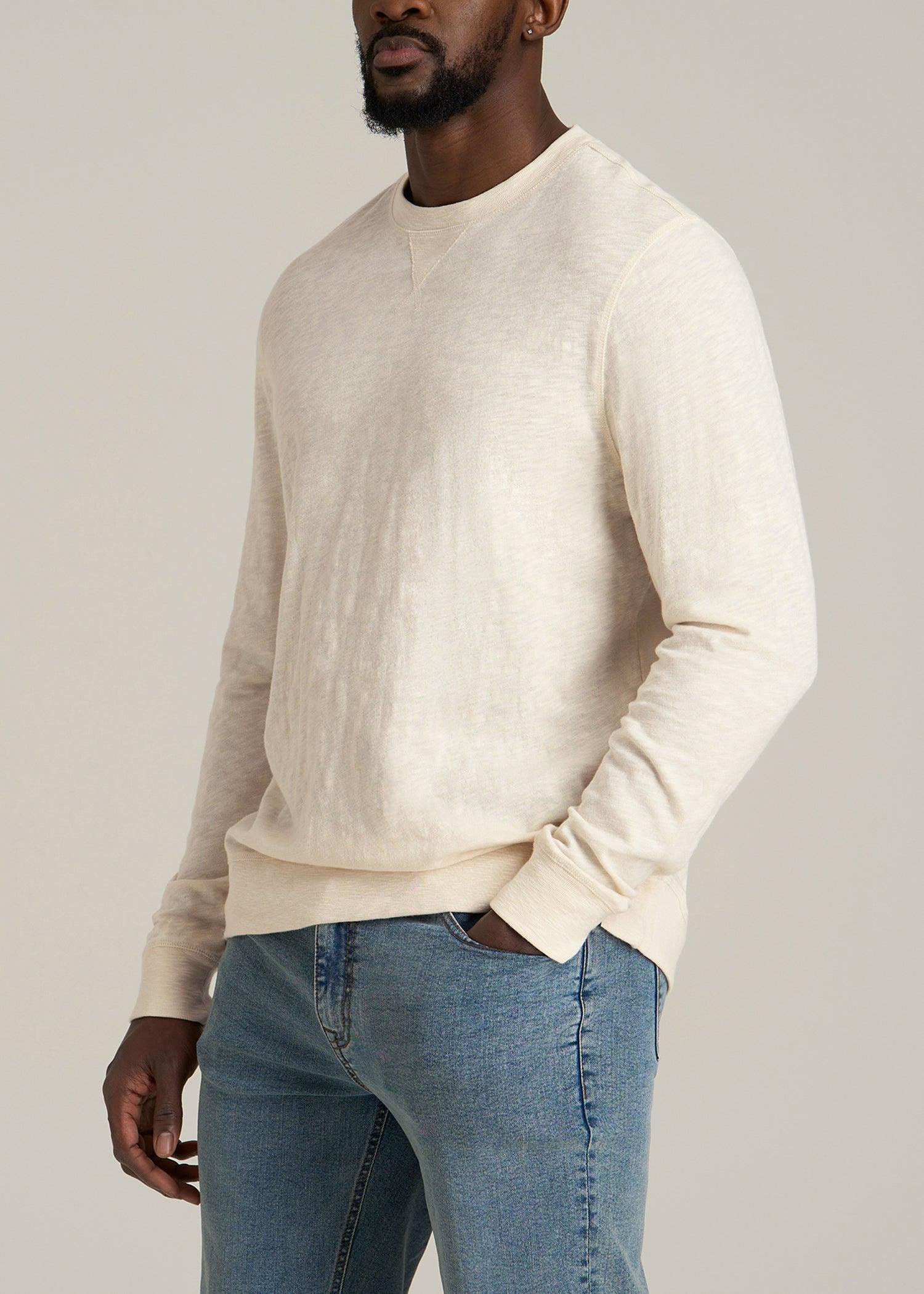 Sunwashed Slub Crewneck for Tall Men in Ivory White Product Image