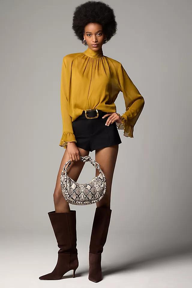 By Anthropologie Long-Sleeve High-Neck Sheer Blouse Product Image