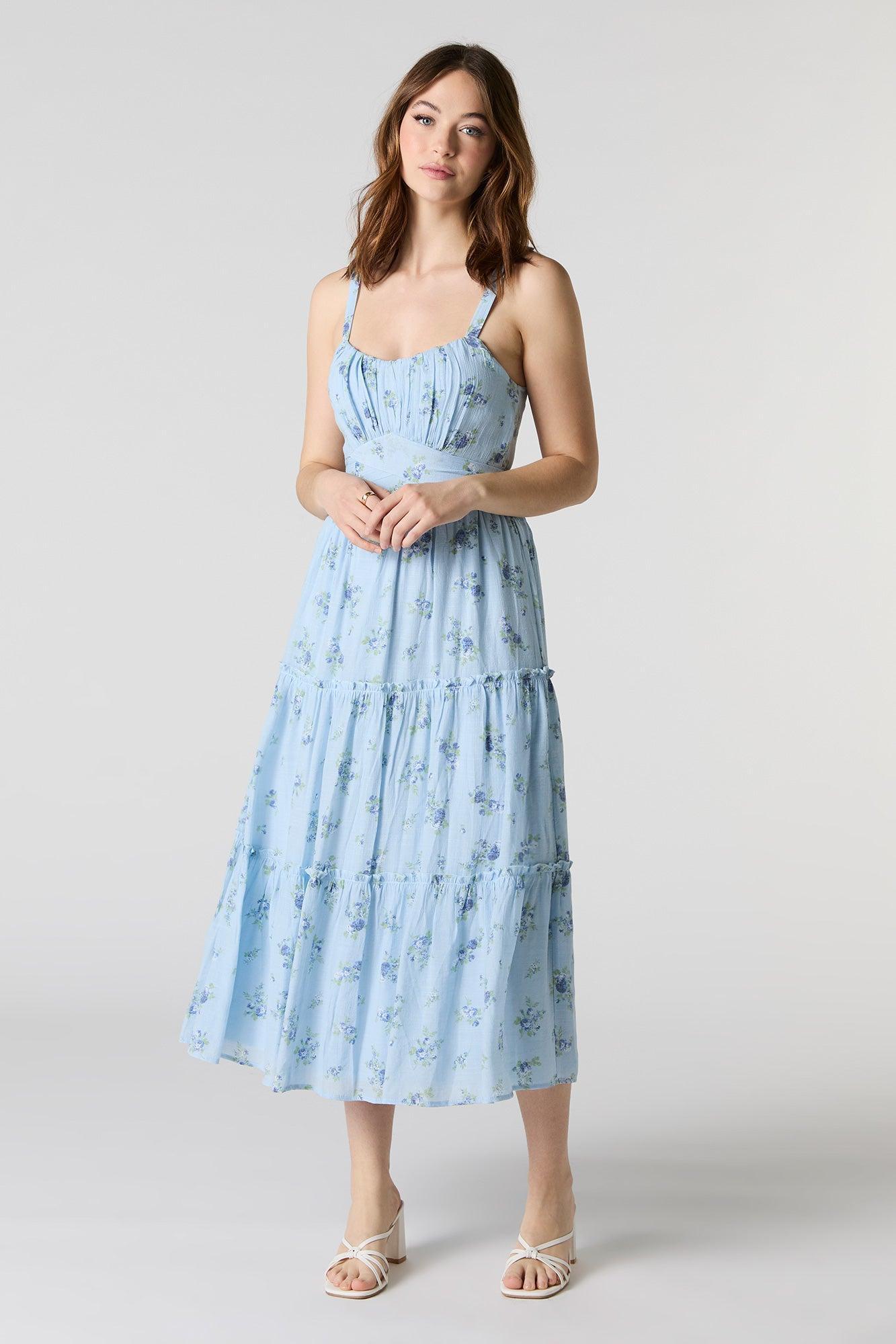 Tie Waist Tiered Midi Dress Female Product Image