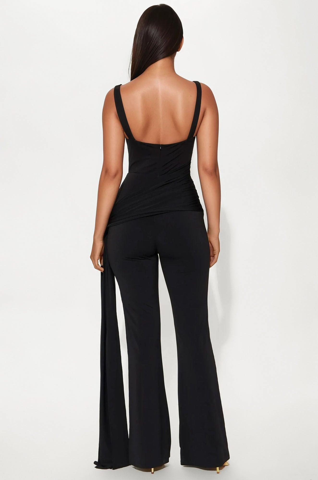 Helena Draped Jumpsuit - Black Product Image