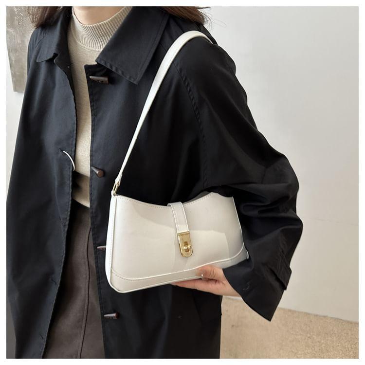 Plain Faux Leather Shoulder Bag Product Image