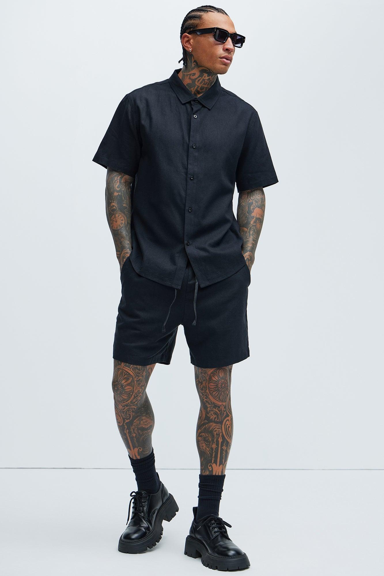 Bahamas Linen Classic Button Up Shirt - Black Product Image