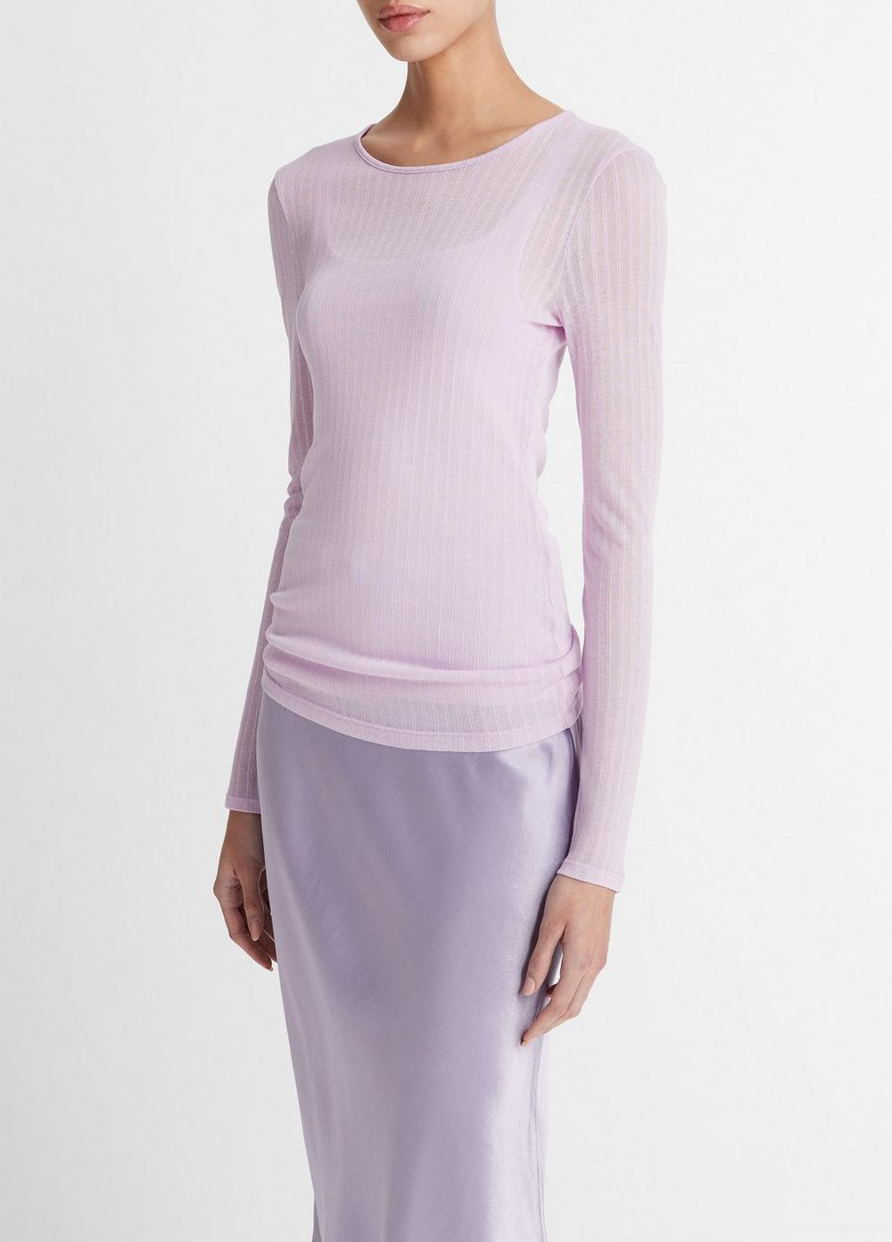 Womens Sheer Long-Sleeve Crew Neck Top, Dark Peony, Size S Vince Product Image