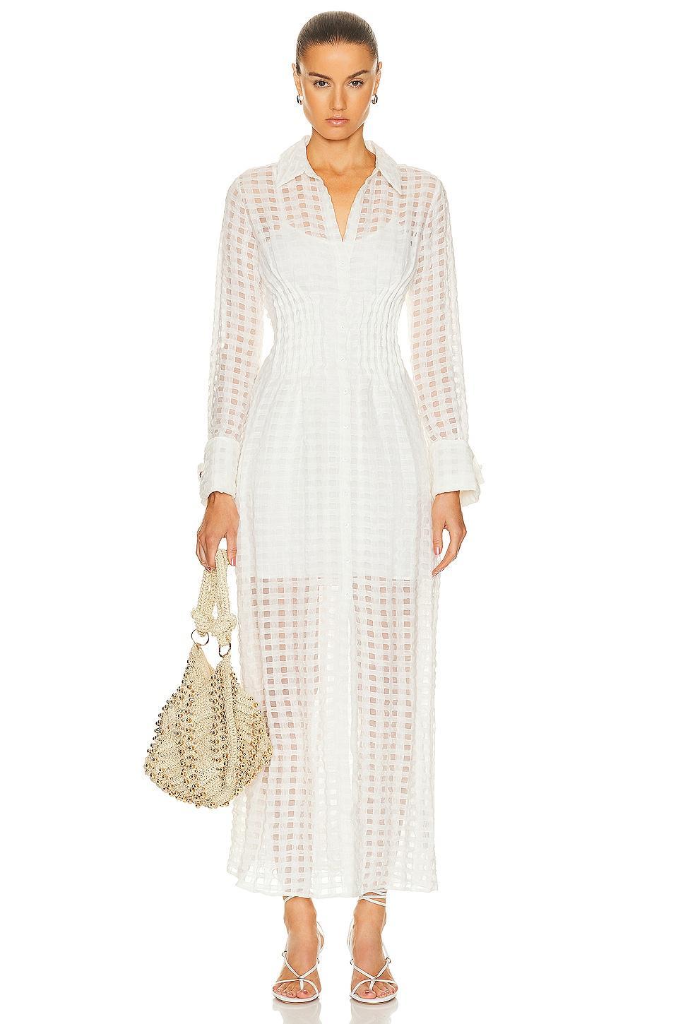 Womens Pernille Linen-Blend Checkered Maxi Dress Product Image