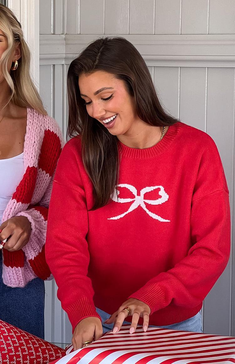 Zami Red Bow Sweater Product Image